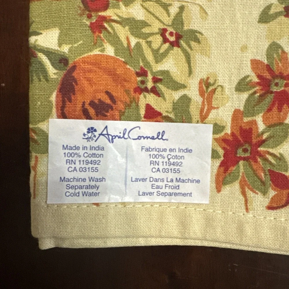 April Cornell Cloth Napkin Set 4 Claudette Fall New Ivory Cream Floral Fabric